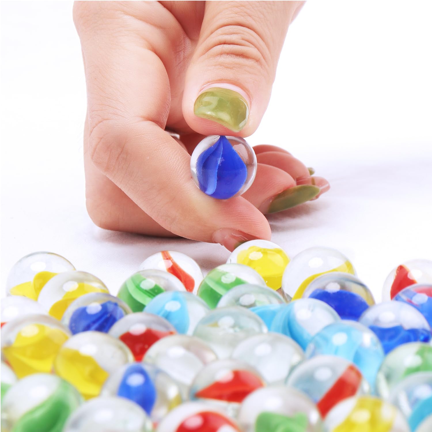 XXUOD 60 PCS Glass Marbles, Bulk Marbles for Marble Games Vase Fillers DIY and Home Decoration