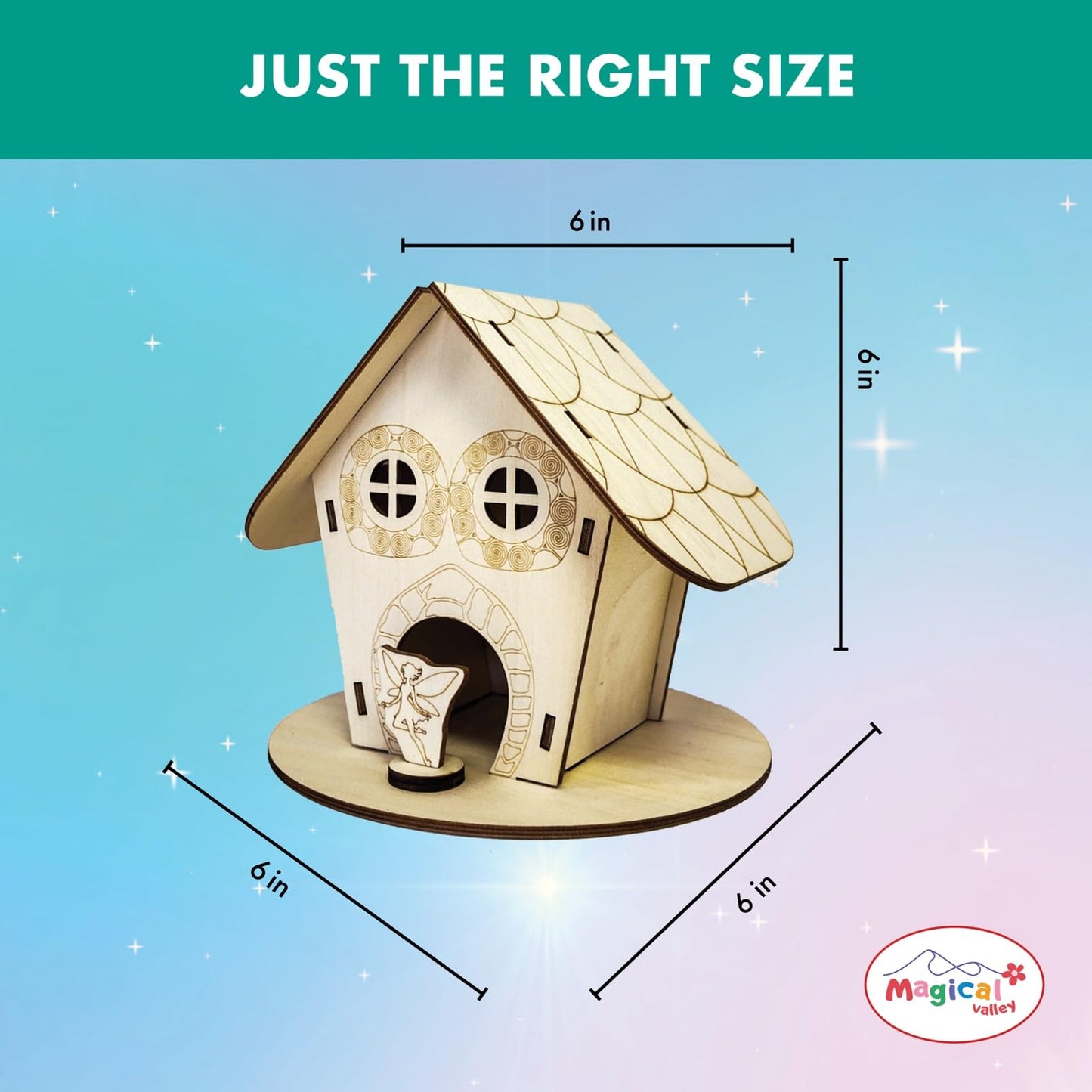 Magical Valley Fairy House Craft Kit 4-Pack for Kids, DIY Wooden Fairy Houses with Paint & Accessories, Arts & Crafts for Kids, Party Activity Kit