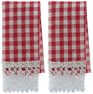 Dolls House Red Gingham Tea Towels Miniature Kitchen Cafe Accessory