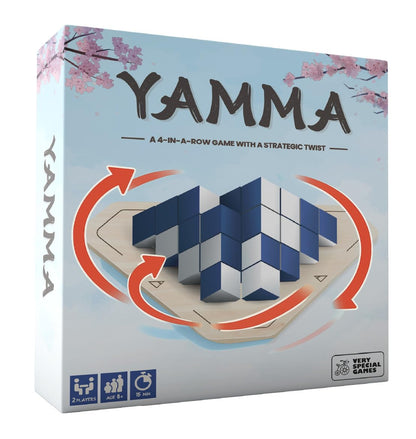 yamma 4-in-a-Row Game with Wooden Spinning Board, 3D Visual Strategy Experience for Ages 12+, a Quick and Clever Challenge Ideal for Families, Teens