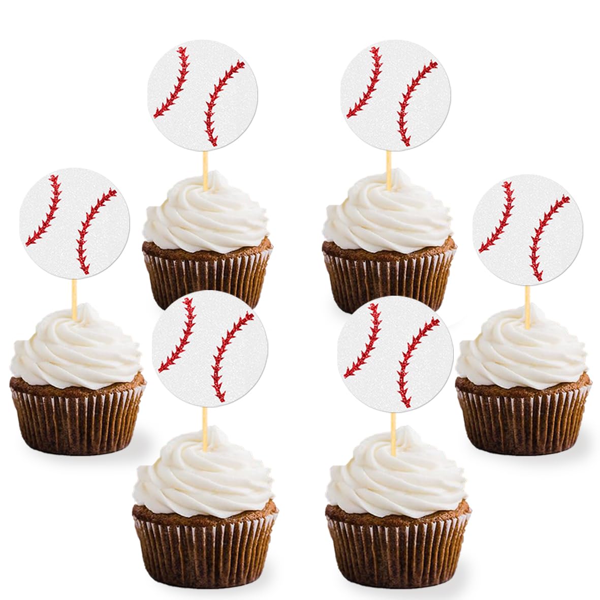 24Pcs Baseball Cupcake Toppers Baseball Player Cake Picks