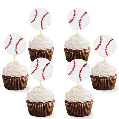24Pcs Baseball Cupcake Toppers Baseball Player Cake Picks