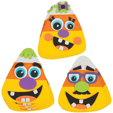 Fun Express Goofy Face Candy Corn Halloween Craft Kit - DIY Fall Crafts for Kids - Create 12 Colorful Candy Corn Faces - Fun Halloween Party Craft