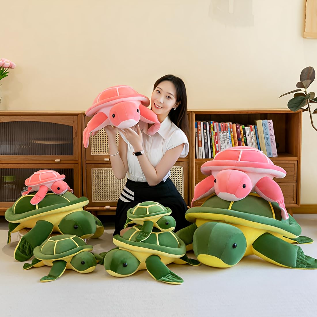 OPHRBU 15.7" Pink Sea Turtle Plush Stuffed Animal Soft Hugging Pillow