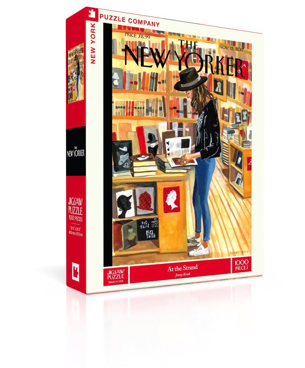 New York Puzzle Company - New Yorker At the Strand - 1000 Piece Jigsaw Puzzle for Family Game Nights by Jenny Kroik