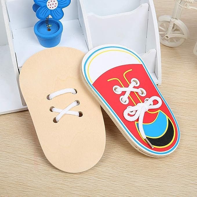BWESOO 2 PCS Red Shoes Learning Toy Kits Learn to Tie Your Own for Kids Practical Learning Toys for Young Children Training Board Kids Toddler Early