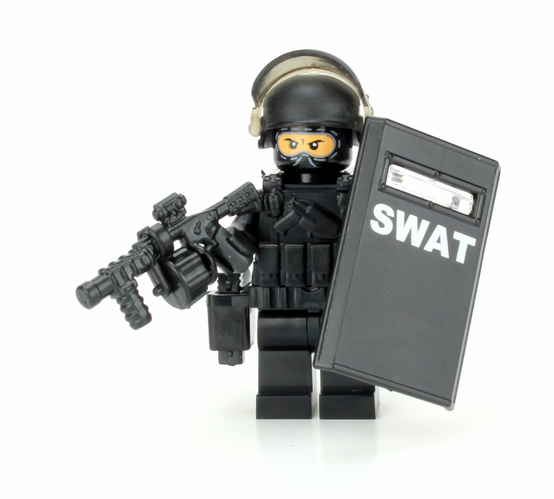 Battle Brick 1.6 Inches Tall SWAT Police Officer Heavy Riot Control Custom Minifigure | Packaged in the USA | Genuine Military Minifig | Great Gift
