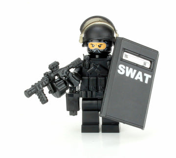 Battle Brick 1.6 Inches Tall SWAT Police Officer Heavy Riot Control Custom Minifigure | Packaged in the USA | Genuine Military Minifig | Great Gift