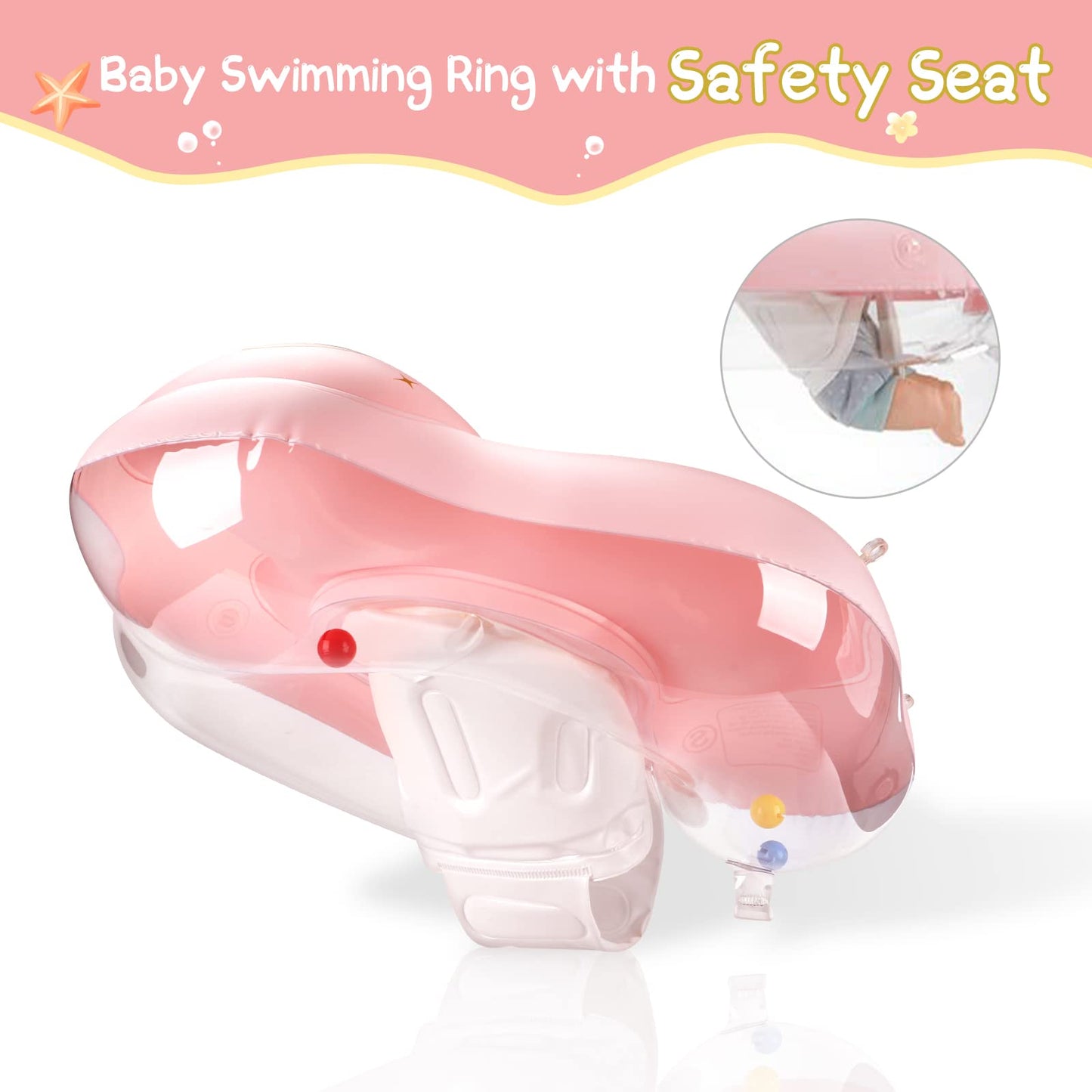 WYRIAZA Baby Pool Float with Canopy Baby Swimming Spring Float Infant Newborn Toddler Inflatable Float with UPF50+ Sun Protection Canopy Swim Water