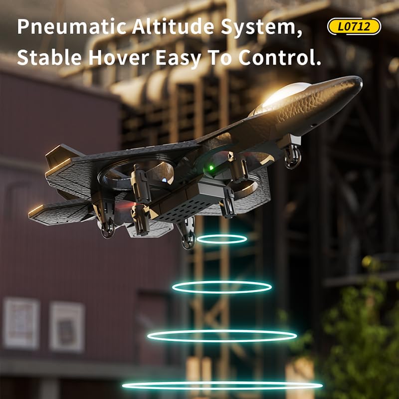 Feyzbol Foam Remote Control Airplane, RC Fighter Jet Features Led Lights, Drone for Children Aged 8-16 and Adults, 360° Flip, Stunt Roll, and Altitude