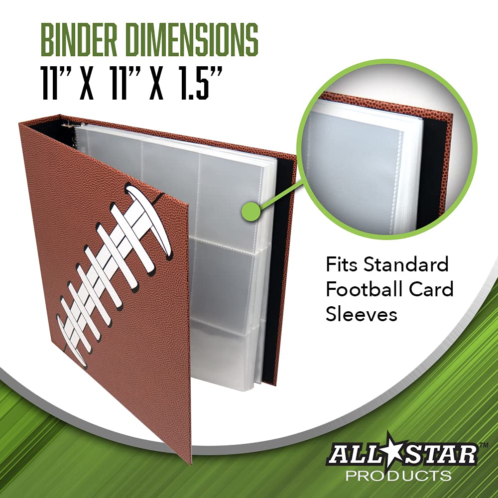 Football Card Binder with Pigskinz Texture by All Star Products | Real Football Look & Feel | Patented 3-Ring Album for Trading Card Protection |