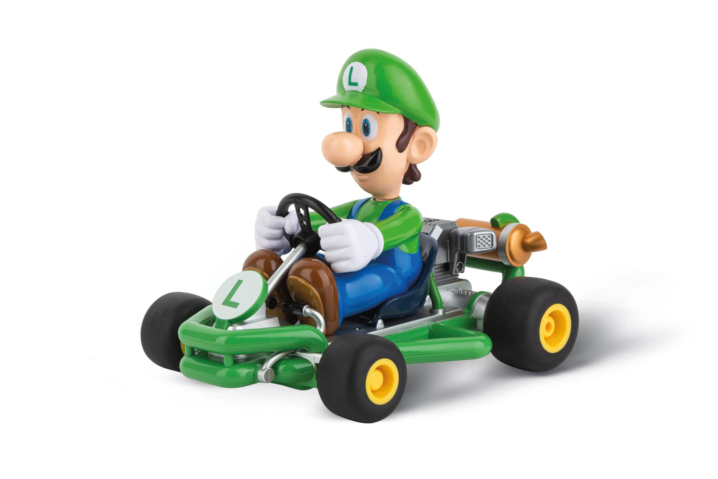 Carrera 200984P RC Official Licensed Mario Kart Pipe Kart Luigi 1:18 Scale 2.4 Ghz Remote Radio Control Car with Rechargeable LiFePO4 Battery - Kids