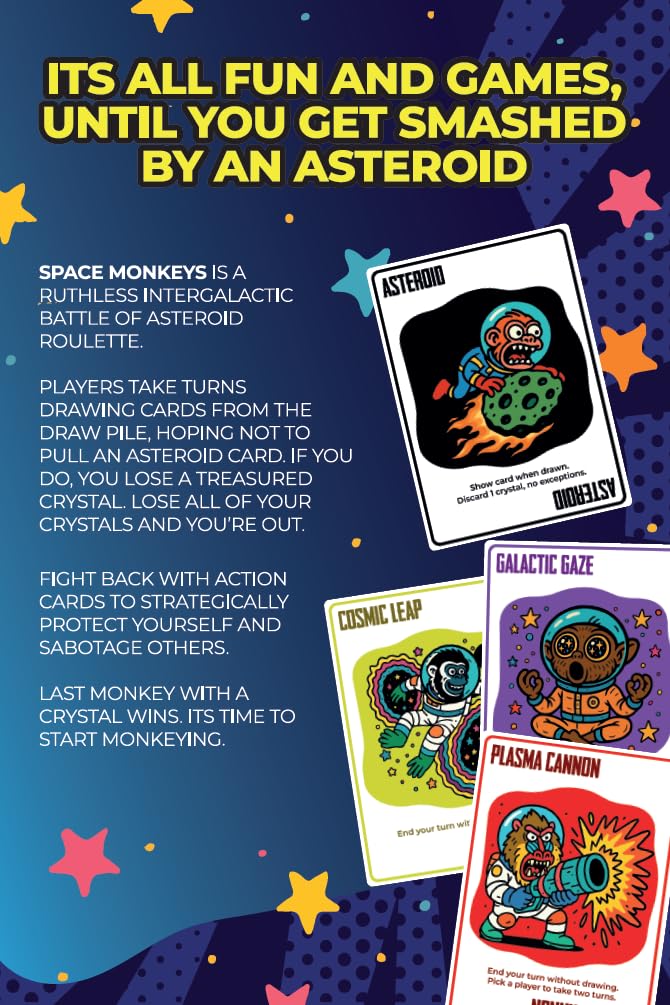 DR DINGUS Space Monkeys Card Game - 2-7 Players - Ages 7+ - 20 Minutes to Play - High Stakes - for Party, Family Night, Kid, Teen, Adult