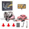 RCTRORCARY RC Forklift Truck with Trailer 1/64 Mini Alloy Remote Control Forklift, 2 Mode Speed Truck with Cargo Hook, Pallets, RC Construction