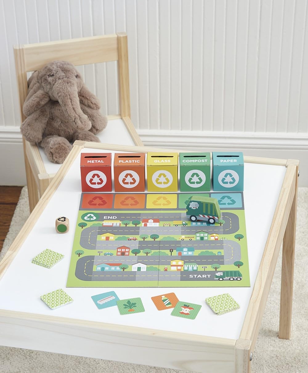 Petit Collage: Rush to Recycle | Teach Kids About Recycling| Sort All the Recyclibles Before the Truck Comes | Made with Recycled Card and Vegetable