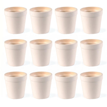 Fun Express Mini Flower Pots Ceramic Set of 12 - Unpainted White 3 Inch Plant Pots Ready to Paint | DIY Ceramic Painting Kit for Kids Craft Projects