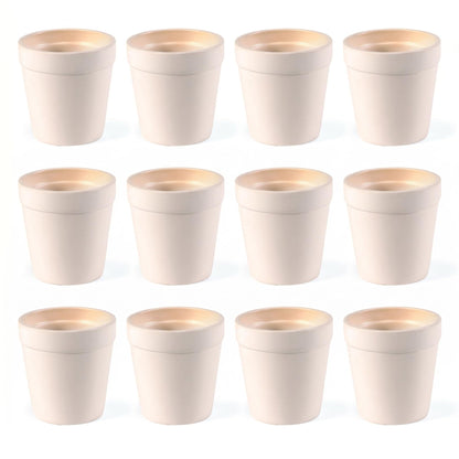 Fun Express Mini Flower Pots Ceramic Set of 12 - Unpainted White 3 Inch Plant Pots Ready to Paint | DIY Ceramic Painting Kit for Kids Craft Projects