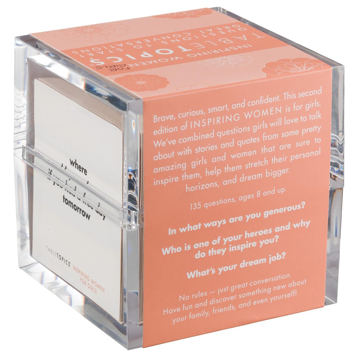 TableTopics Inspiring Women for Girls Question Card Game - 135 Conversation Starter Cards for Young Women to Use in School, with Family at Dinner