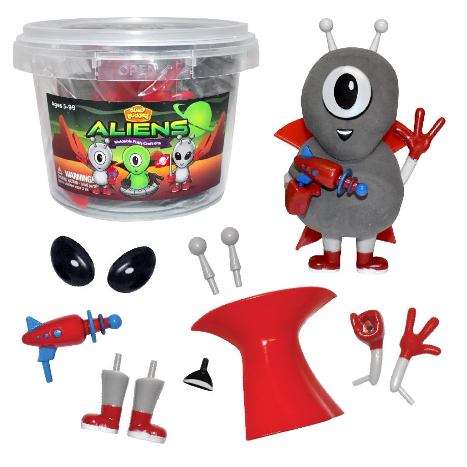 Build Buddiez DIY Aliens Craft Kit - 3 Pack | Build, Decorate & Display Air-Dry Clay Alien | Creative Arts & Crafts Activity for Kids Ages 5+ | Great