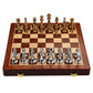 11Inch Large Deluxe Metal Chess Set - Portable Wooden Box with Alloy Pieces, Folding Board, Ideal for Adults