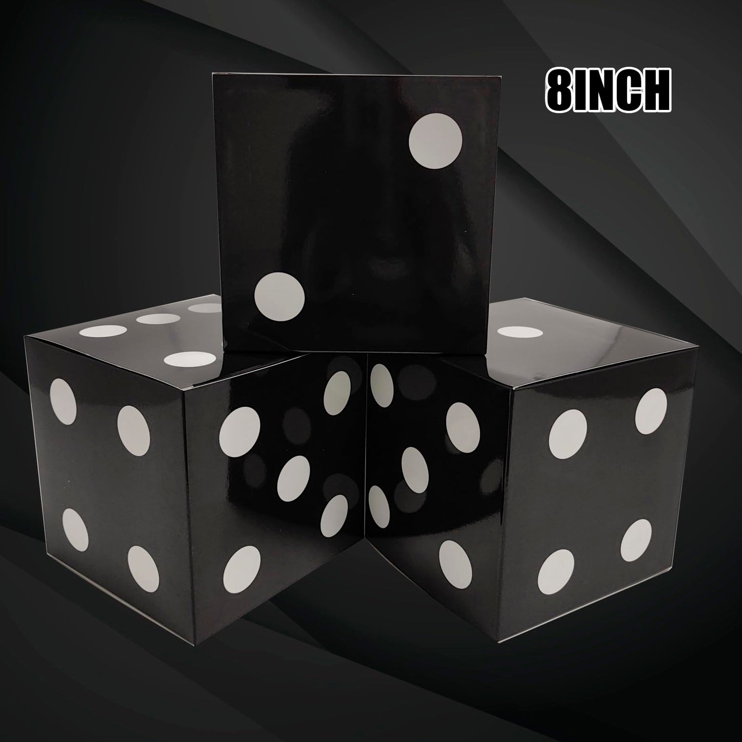Eylola 6 Pcs Black Floral Dice Boxes 8 x 8 x 8 Inch - Bulk for Centerpieces, Casino Party Decorations, Game Night Decorations, Casino Themed Party