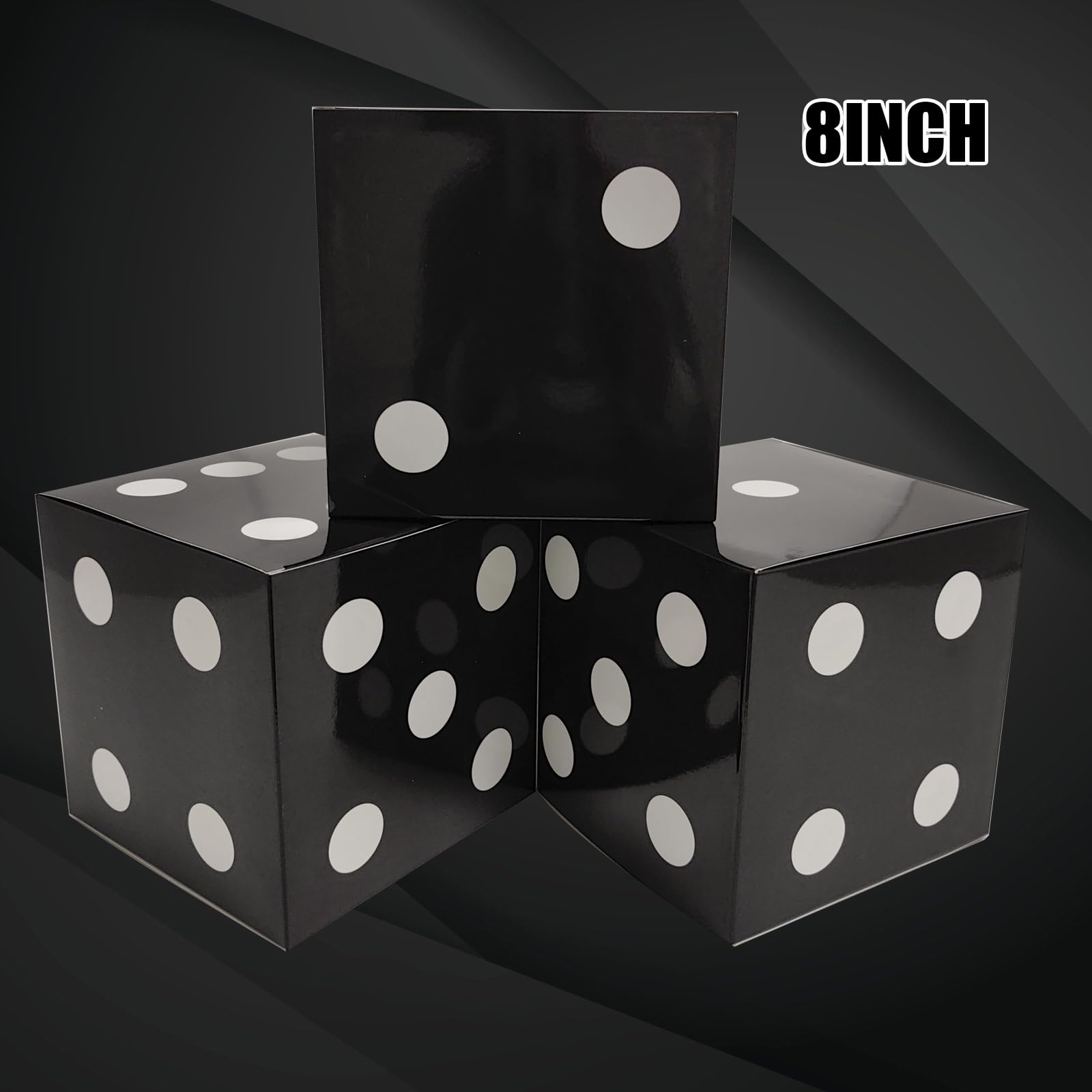 Eylola 6 Pcs Black Floral Dice Boxes 8 x 8 x 8 Inch - Bulk for Centerpieces, Casino Party Decorations, Game Night Decorations, Casino Themed Party