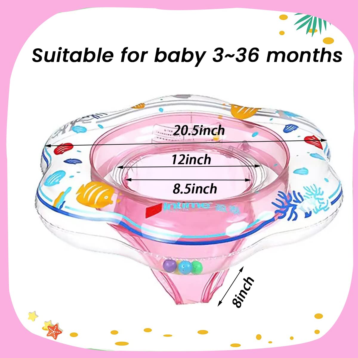 Arcimatto Baby Pool Floats, Inflatable Float Raft with Handle Safety Seat Double Airbag, Kids Swimming Ring Water Beach Floaties Party Toys, Toddler