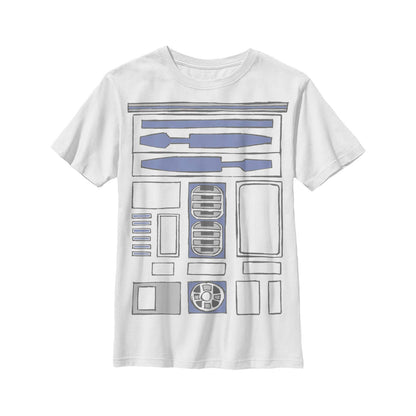 STAR WARS Boy's R2-D2 Cartoon Costume T-Shirt - White - Small
