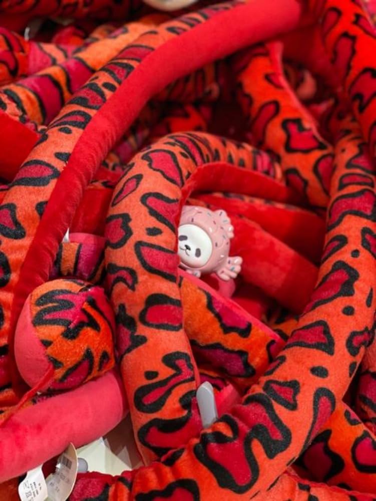Xshelley 65inch Giant Two-Color Snake Plush Toys,The Petting Zoo Snake Stuffed Animal Realistic Snake Plush Doll Gifts for Kids Birthday (red)