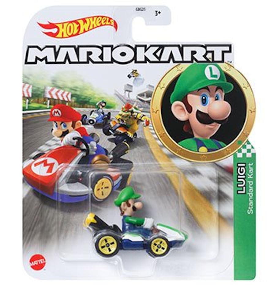 Hot Wheels Mario Kart Die-Cast Character Cars Collection, Bundle of 8, Nintendo Gaming Vehicles GBG25-957M