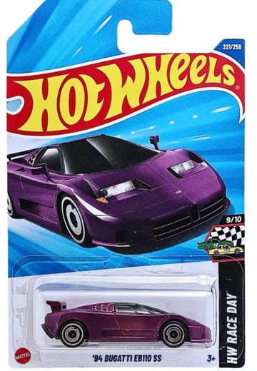 Hot Wheels '94 Bugatti EB110 SS [Purple] Race Day 9/10, 221/250, 1:64 Scale Diecast Vehicle
