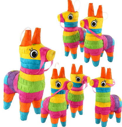 GIFTEXPRESS 6 Pack Mini Donkey Pinatas 7.5x5.5", Rainbow Party Decoration for Cinco De Mayo, Pinatas for Fiestas, Taco, Llama Birthday, Carnival