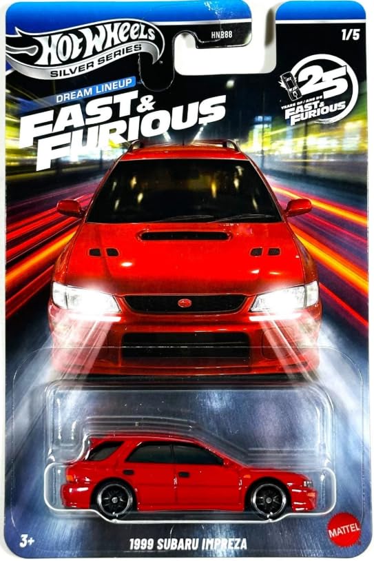 Hot Wheels Silver Series Fast & Furious Dream Lineup - 1999 Subaru Impreza [Red] 1/5-1:64 Scale Diecast Toy Vehicle