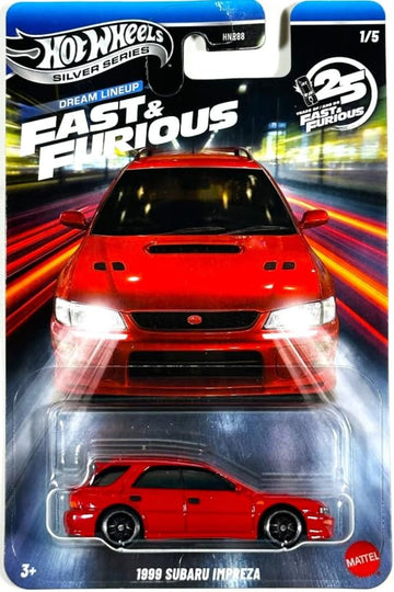Hot Wheels Silver Series Fast & Furious Dream Lineup - 1999 Subaru Impreza [Red] 1/5-1:64 Scale Diecast Toy Vehicle