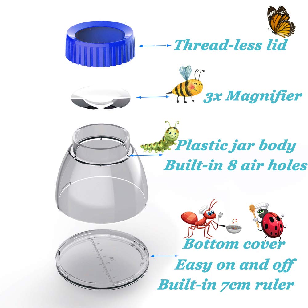 5X Magnifier Bug Viewer, Bugs Habitat Magnifying Bug Jar for Kids