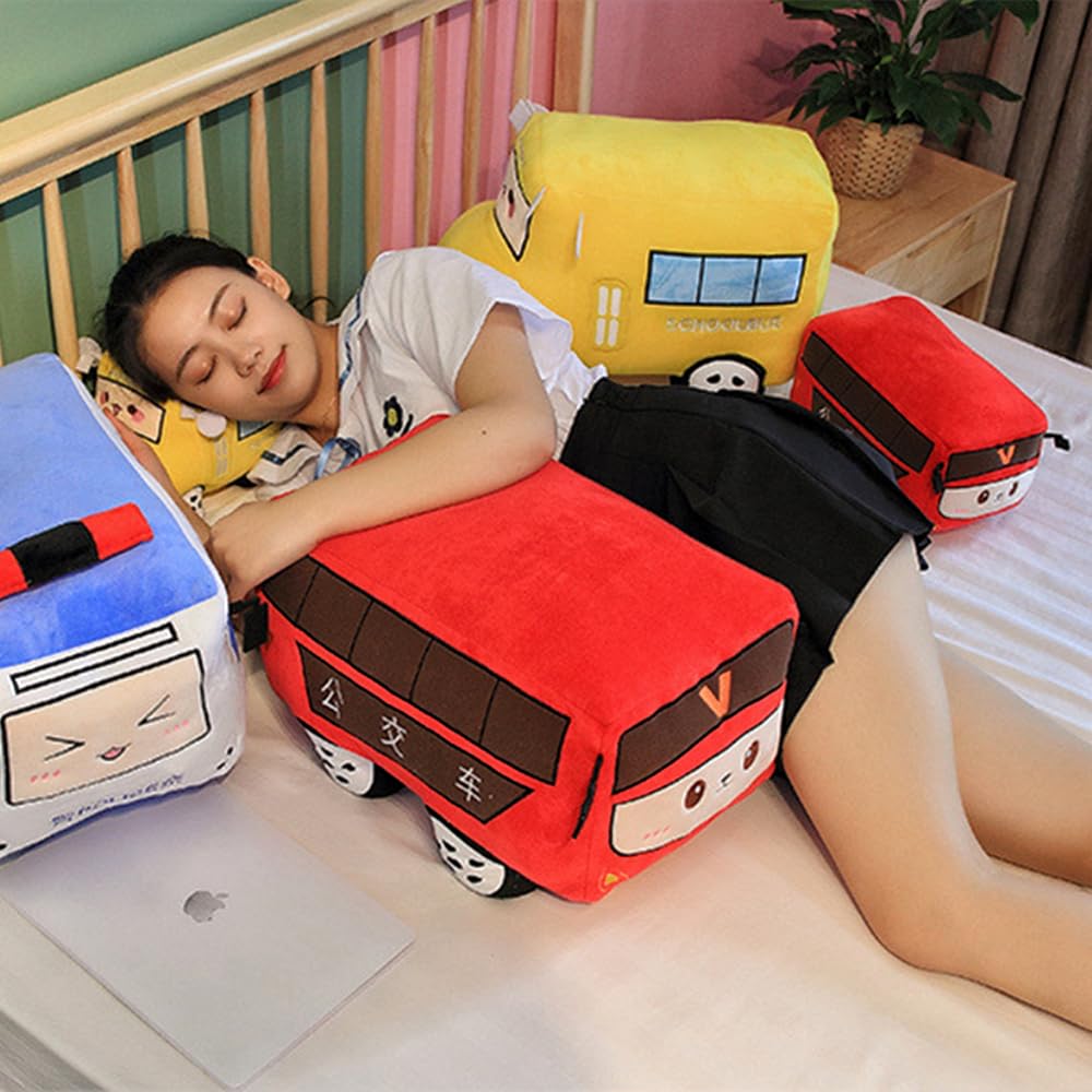 XIYUAN Car PlushSimulation School Bus Cute Cartoon Pillow Plush Van Cushion Plush Car Gift Plush Toys Children Birthday Party Gift (11X7X6Inch)