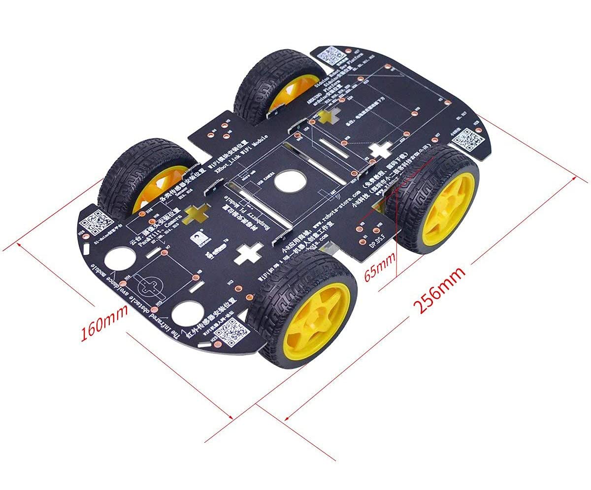 XiaoR Geek Robot Chassis 4WD Robot Car Smart Chassis Kit with 4 TT Motor for Arduino/Raspberry Pi/Jetson Nano, Smart Robotic Car Chassis DIY Learning
