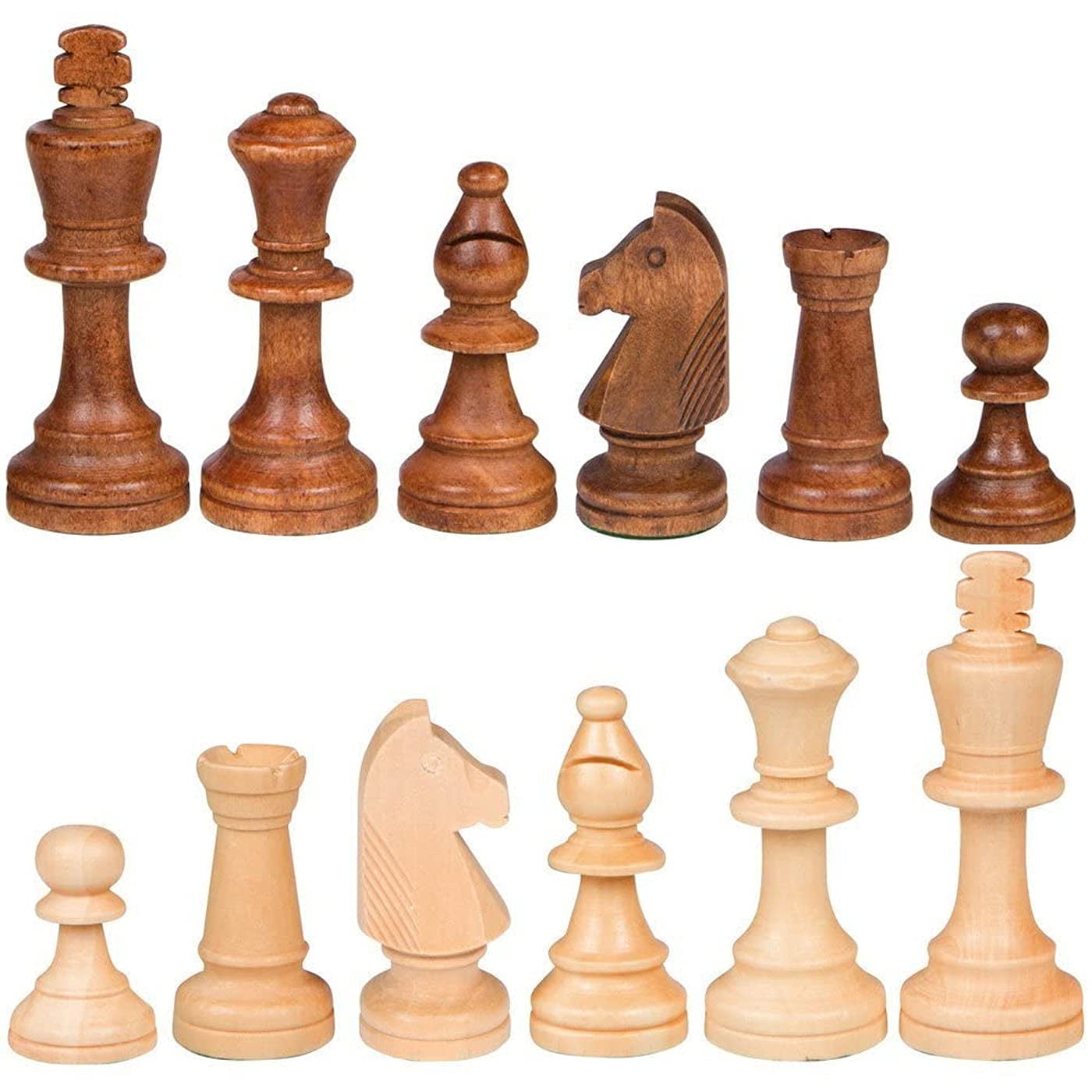 NiSotieb 2 in 1 Chess Pieces Wood Chess Pieces + Checker Pieces Without Board (3.5 inches)