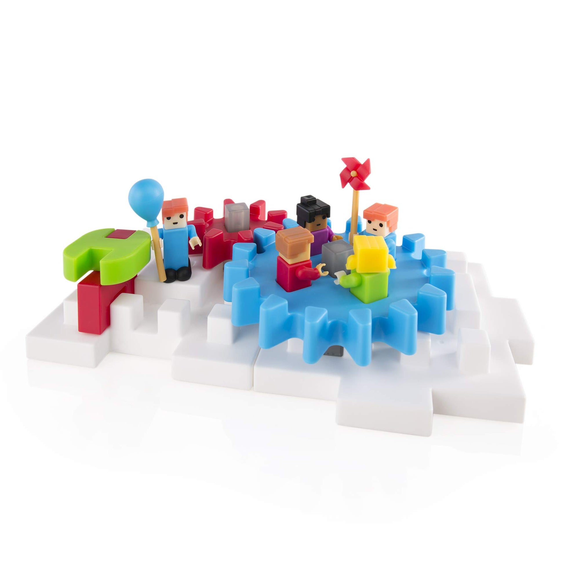 Guidecraft IO Blocks Tabletop System - 118 Pieces, Gears, Axles, IO People & Cows, Kids Interlocking Learning Toys