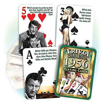 Flickback 70th Birthday Trivia Cards - 1956 Deck - Gift for Men or Women Born in 1956 - Fun 70th Birthday Game, Vintage 1956 Playing Cards with Trivia