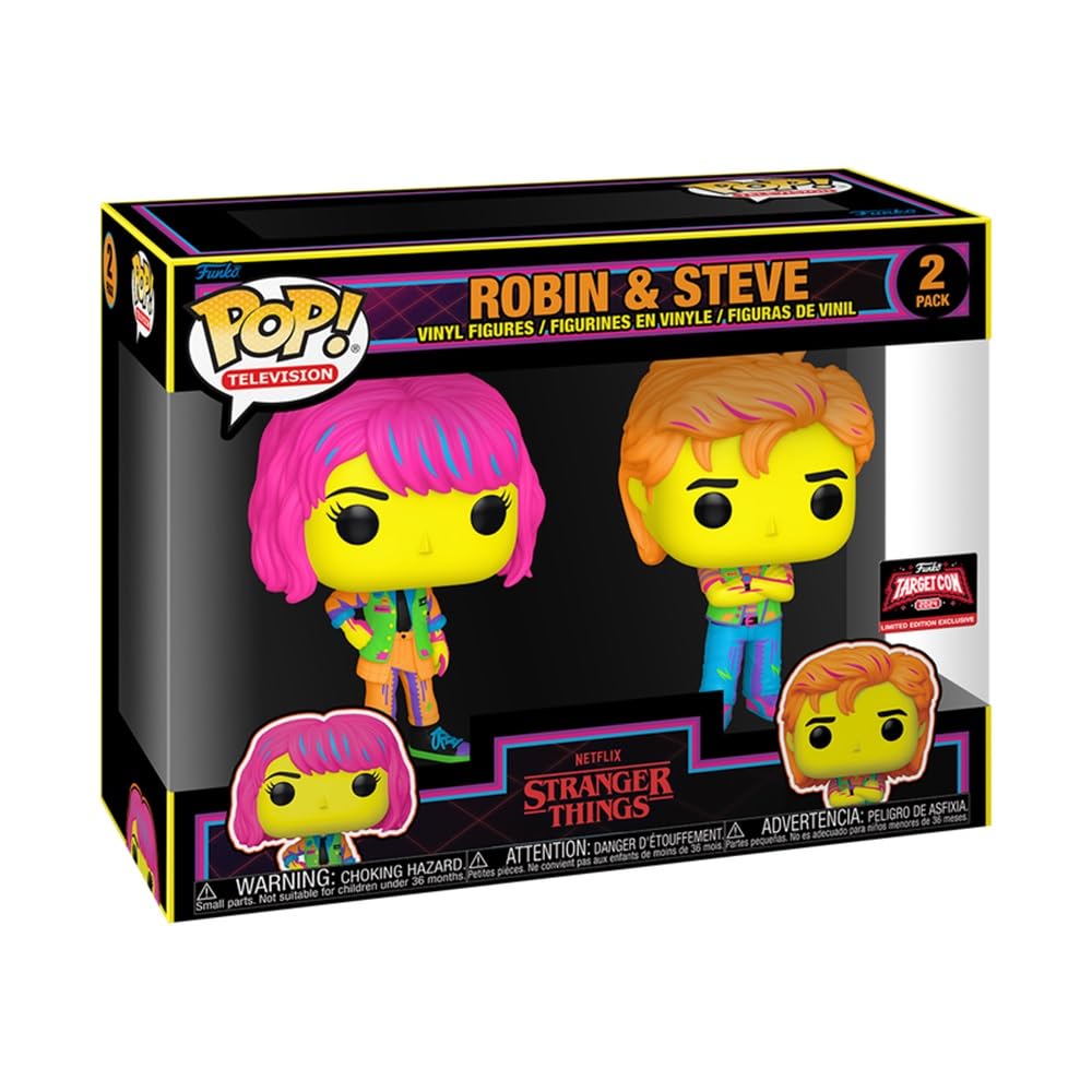 Funko POP TV: Stranger Things Robin & Steve Black Light Vinyl Figures - 2pk 2024 Target Con Excluisve