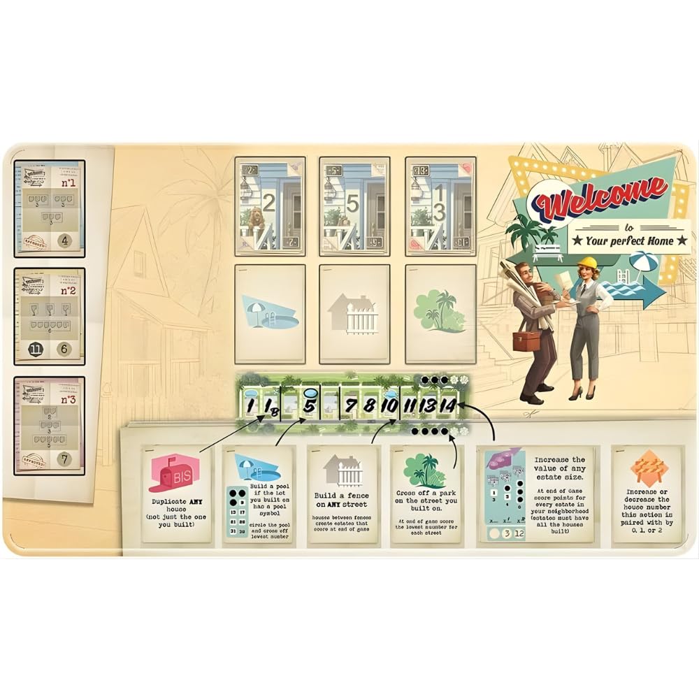 Deep Water Games Welcome to The Neighborhood Board Game Expansions Bundle: Doomsday, Summer, Outbreak, Al Solo Expansion, and Playmat (5 Items)