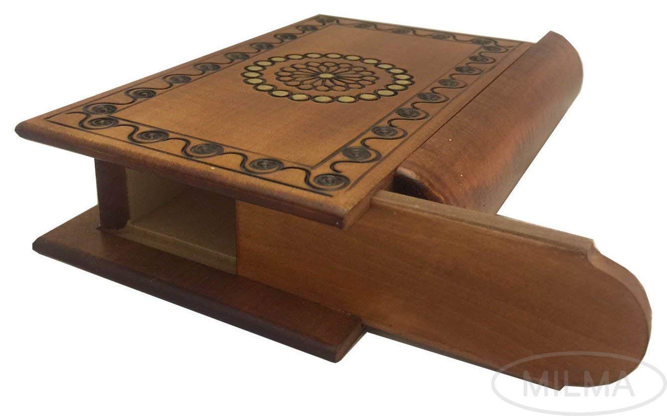 Book Style Wood Puzzle Box Polish Handmade Secret Trick Wooden Box Jewelry Box