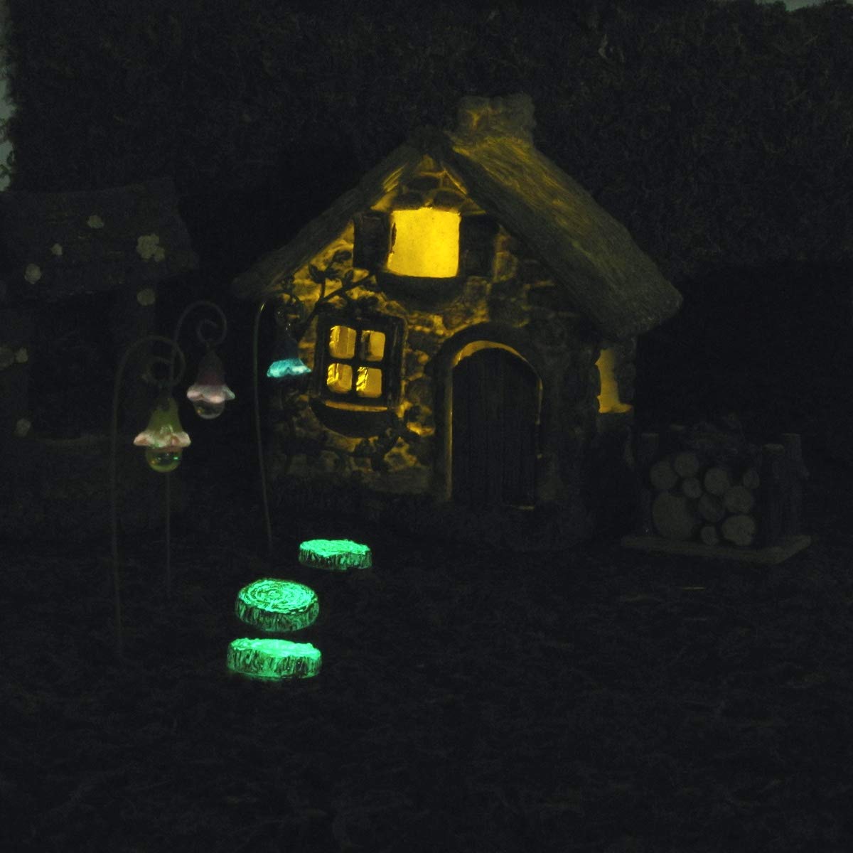 Treasure Gurus 3pc Miniature Glow in the Dark Flower Pick Stand Set Fairy Garden Landscape Accessory Dollhouse Decor