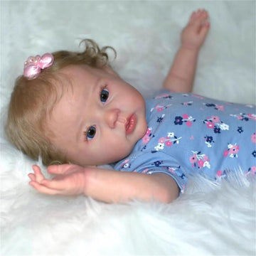 TFJS Lifelike Reborn Baby Dolls Girl 20 Inch Soft Vinyl Realistic Newborn Baby Doll Gold Curly Hair Handmade Real Life Toddler Dolls with Accessories