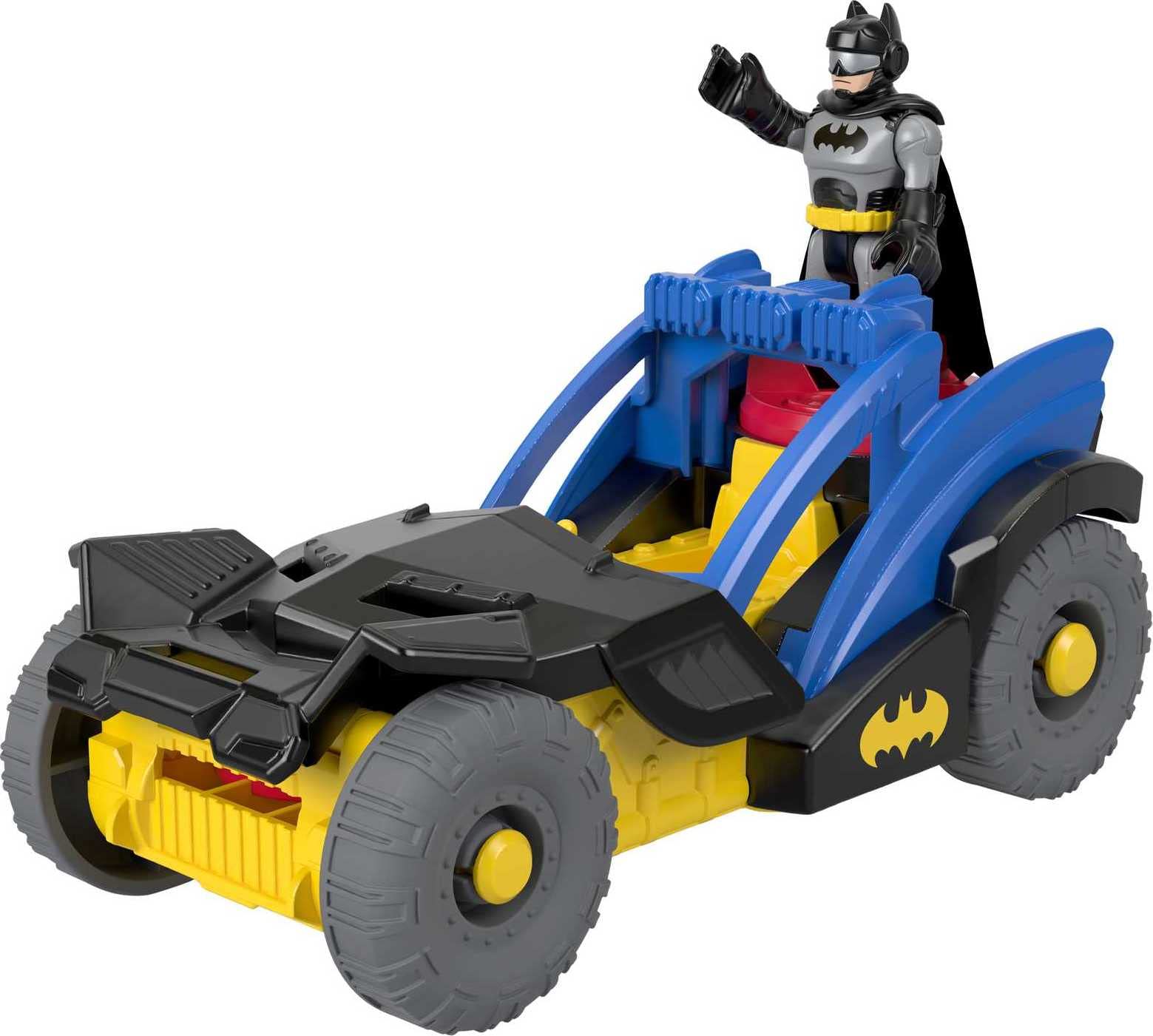 Imaginext DC Super Friends Batman Toy Rally Car with Disk Launcher and Figure for Preschool Pretend Play Ages 3+ Years