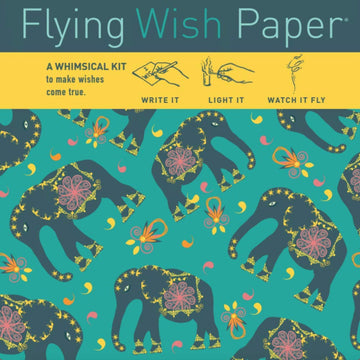 Flying Wish Paper Elephants, Write it, Light it, Watch it Fly - Perfect Little Gift Wish Paper - 5" x 5" - Whimsical Mini Kit