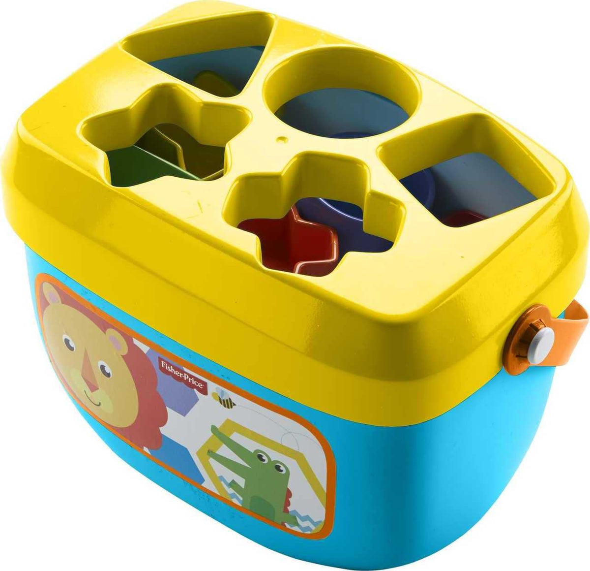 Fisher-Price Infant Toy Baby’s First Blocks, 10 Shapes & Storage Bucket, Sorting Activity for Fine Motor Skill Development Play Ages 6+ Months