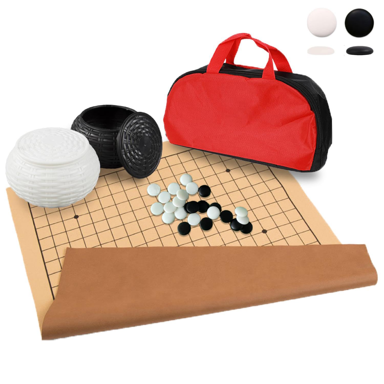 Luoyer Go Game Set with Carrying Bag Go Pieces Stones with Bowls Portable Weiqi for Beginner Club Bar Home Chinese Strategy Board Game for 2 Players