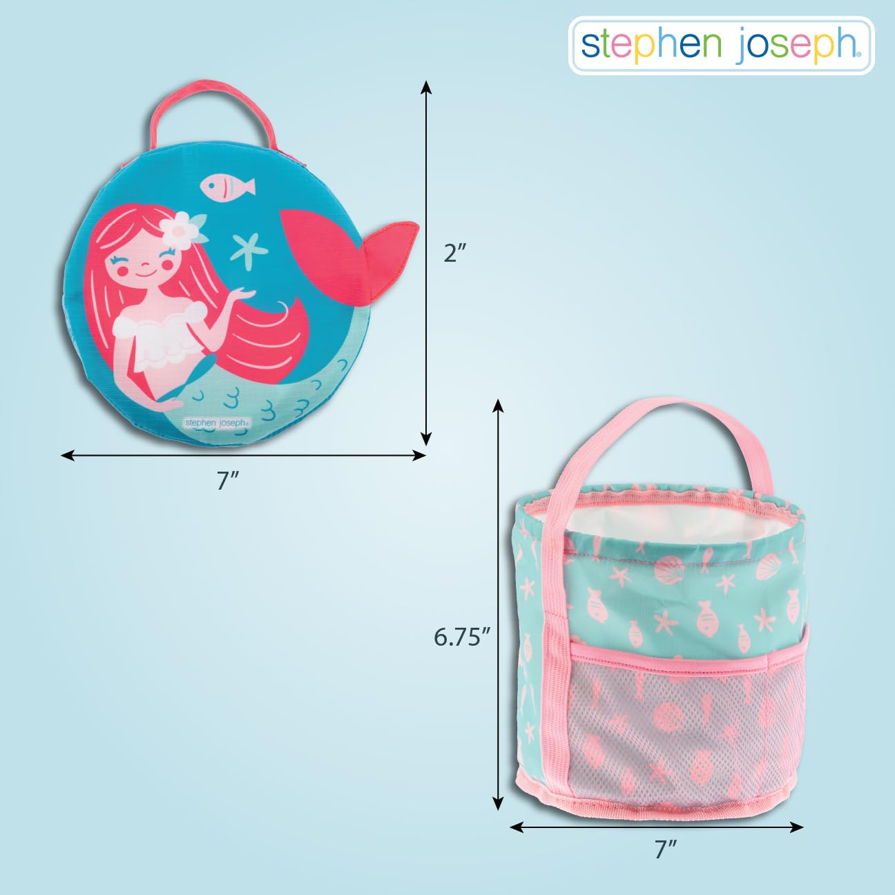Stephen Joseph, Collapsible Beach Buckets for Kids, Foldable Sand Bucket, Shovels with Beach Bag Toys, Sand Pails for Toddlers Beach Toys, Family